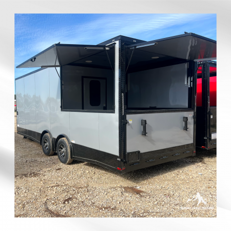 New 8.5X22TA Silver Concession Porch Trailer