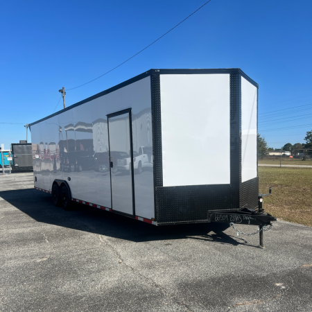 New 8.5X28TA3 White Standard Car Hauler Trailer
