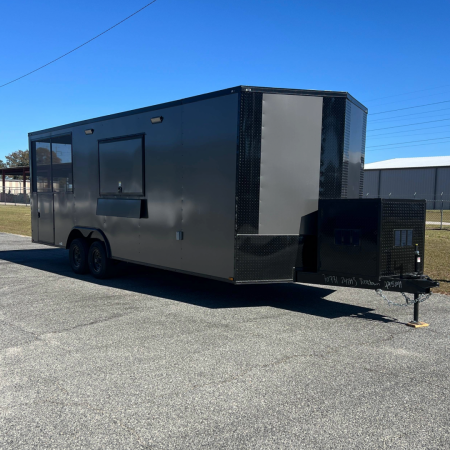 New 8.5X24 Charcoal Concession Porch Trailer