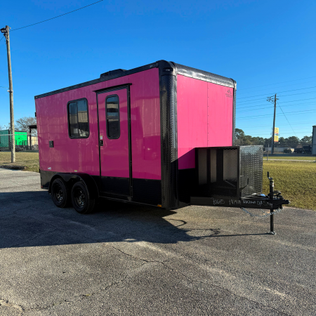 New 7X14TA Pink Pet Grooming Trailer
