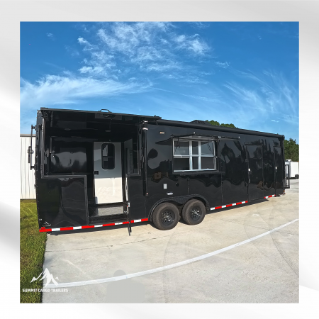 Used 8.5X28TA Black Concession Gullwing Porch Trailer