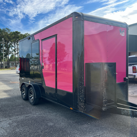 New 7X14TA Pink & Black Pet Grooming Trailer