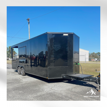 New 8.5X24TA3 Black Concession Porch Trailer