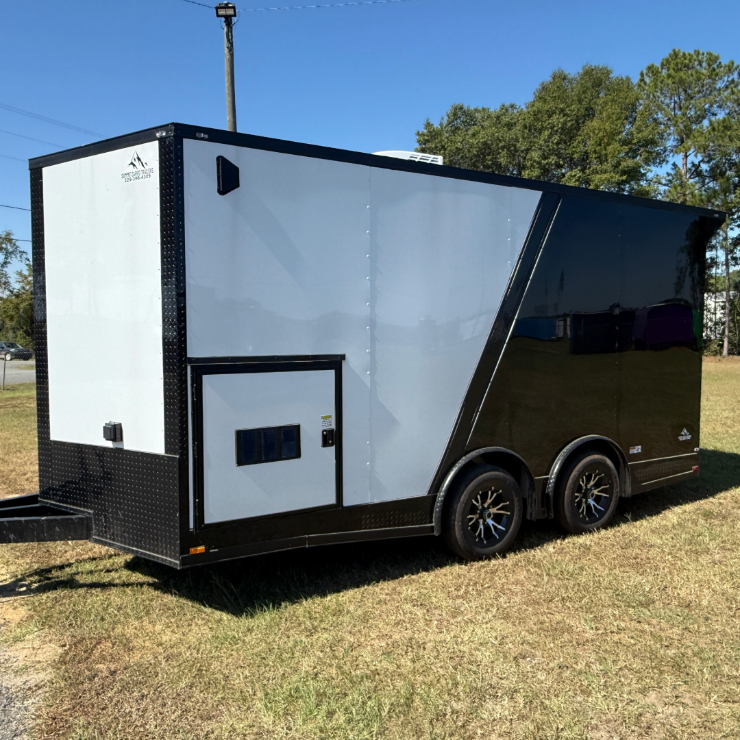 New 8.5X16TA3 Black & White Car Hauler Trailer