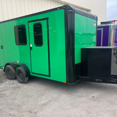 New 7X14TA Lime Green Pet Grooming Trailer