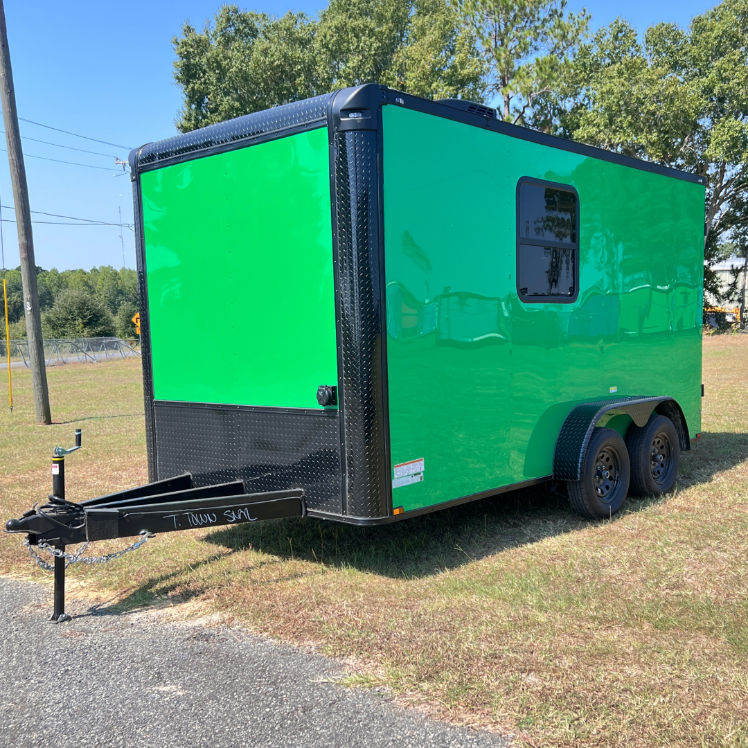 New 7X14TA Lime Green Pet Grooming Trailer