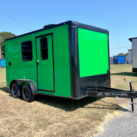 New 7X14TA Lime Green Pet Grooming Trailer