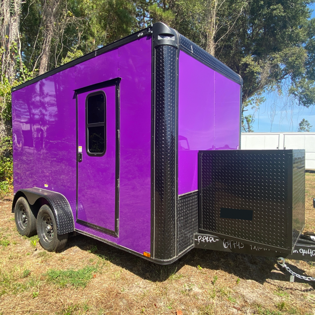 New 7X12TA Purple Pet Grooming Trailer