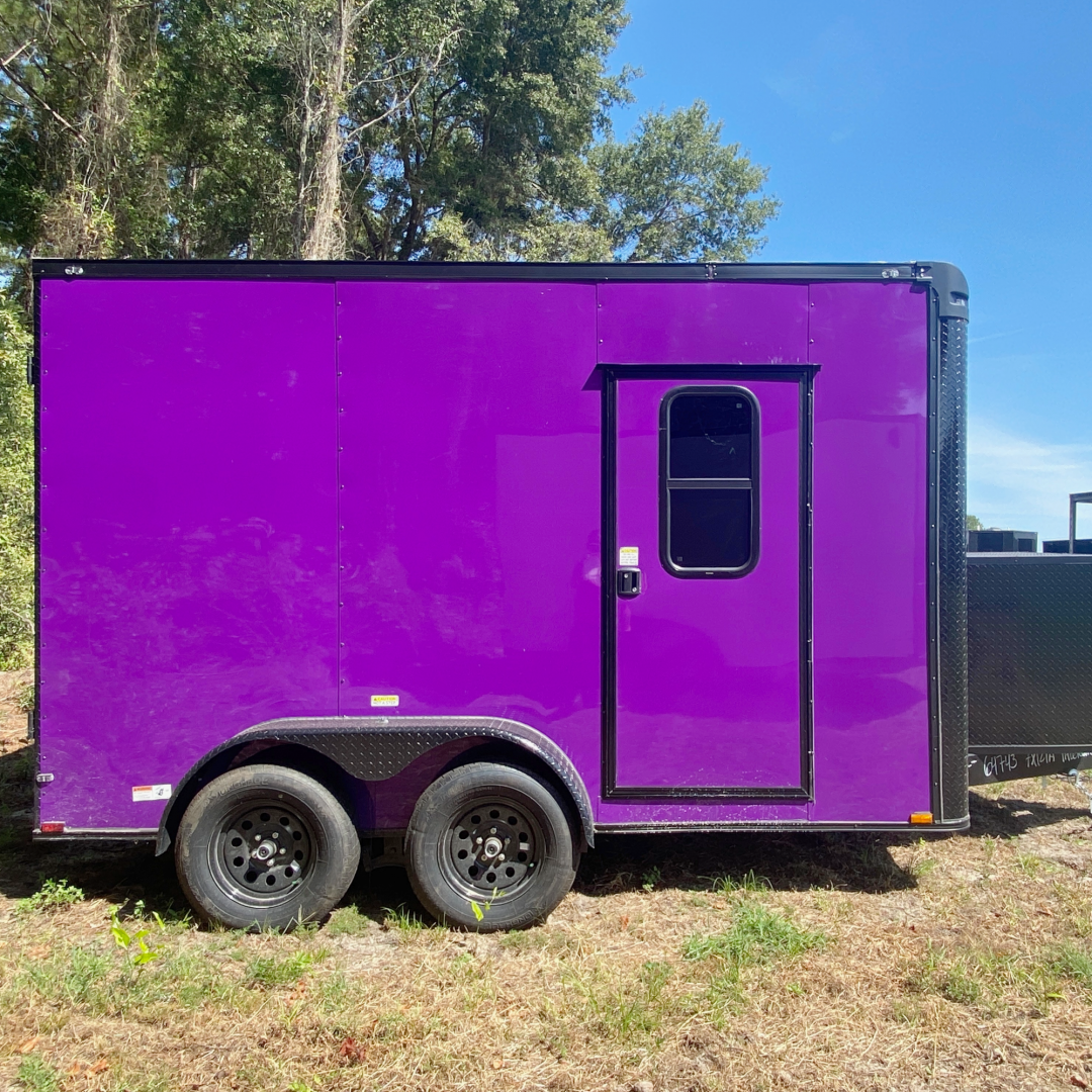 New 7X12TA Purple Pet Grooming Trailer