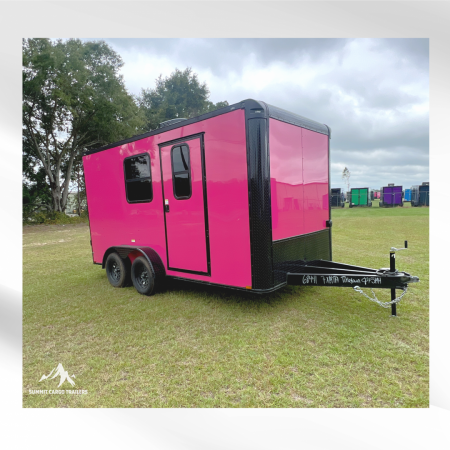 New 7X14TA Pink Dog Grooming Trailer