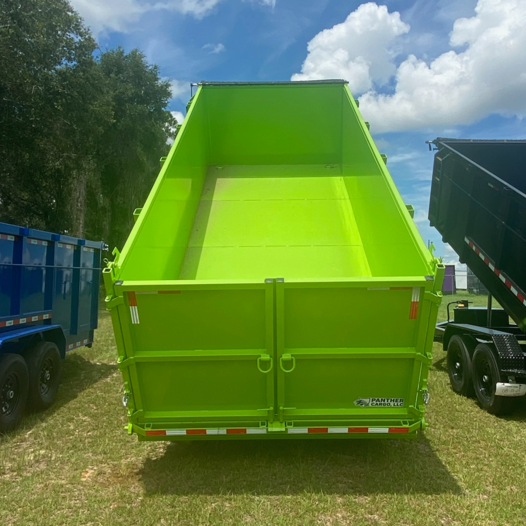 New 7X16TA Lime Green Dump Trailer