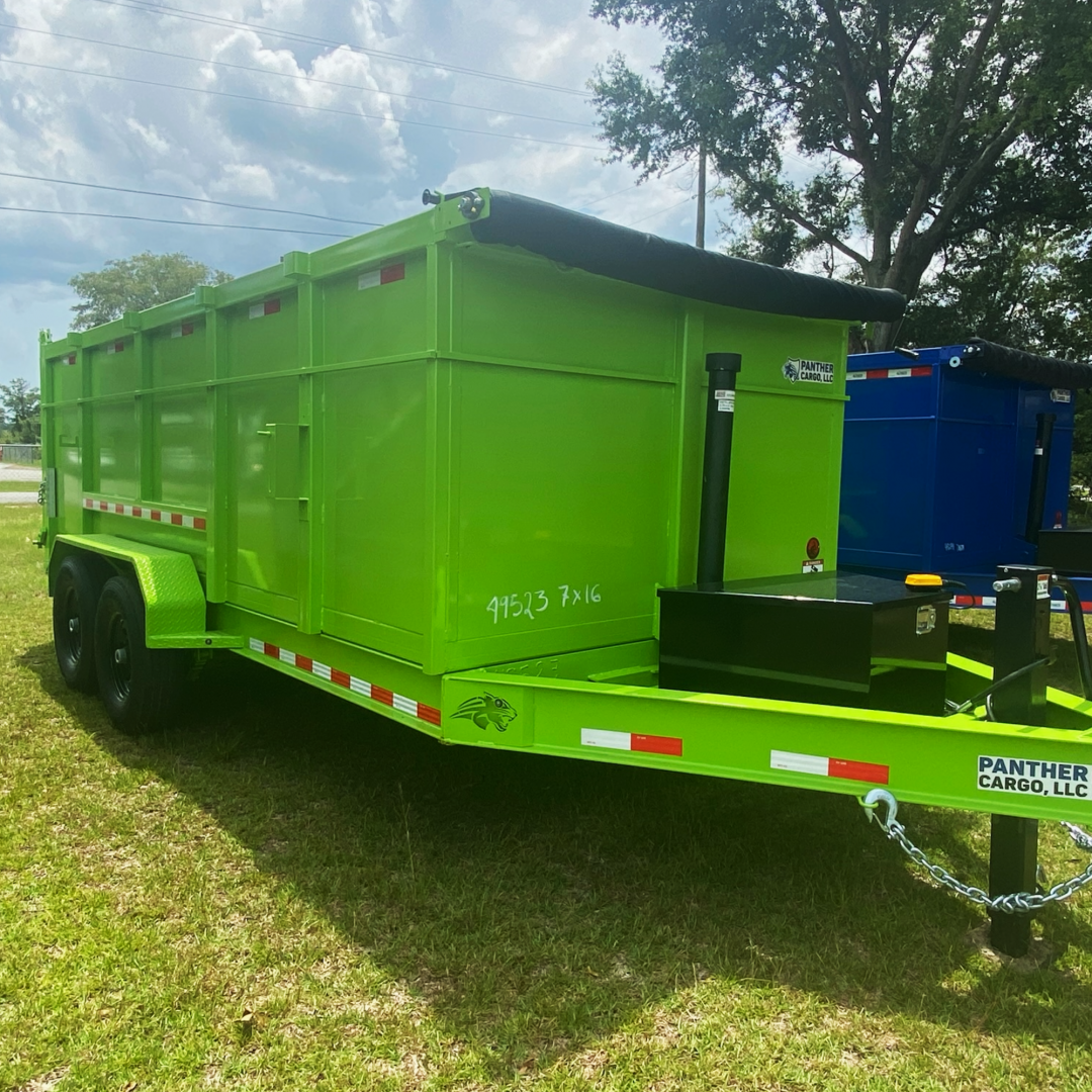 New 7X16TA Lime Green Dump Trailer