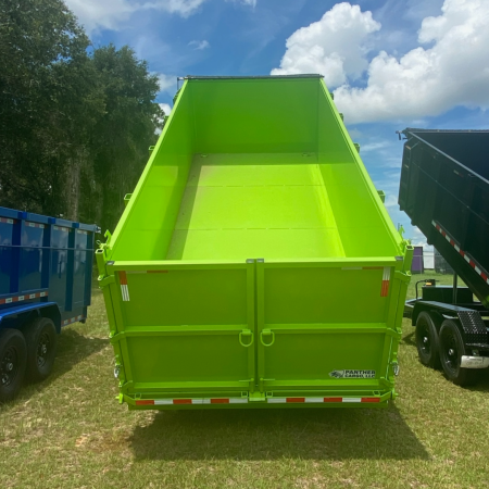 New 7X16TA Lime Green Dump Trailer