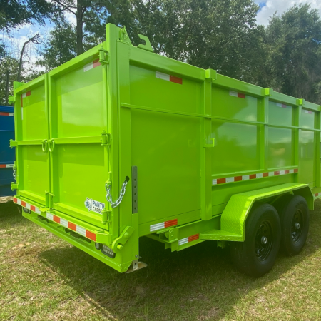 New 7X16TA Lime Green Dump Trailer