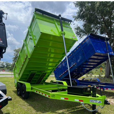New 7X16TA Lime Green Dump Trailer