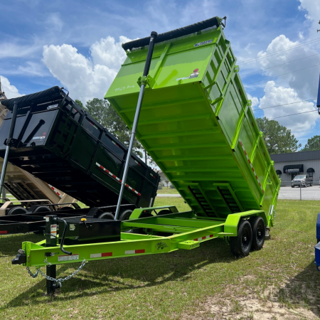 New 7X16TA Lime Green Dump Trailer