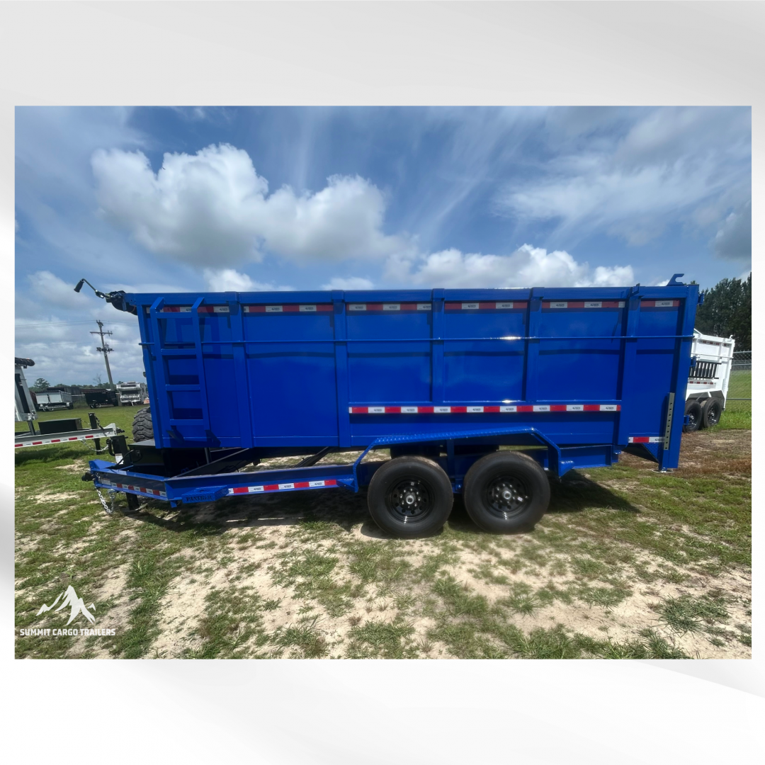 New 7X16TA Bright Blue Dump Trailer