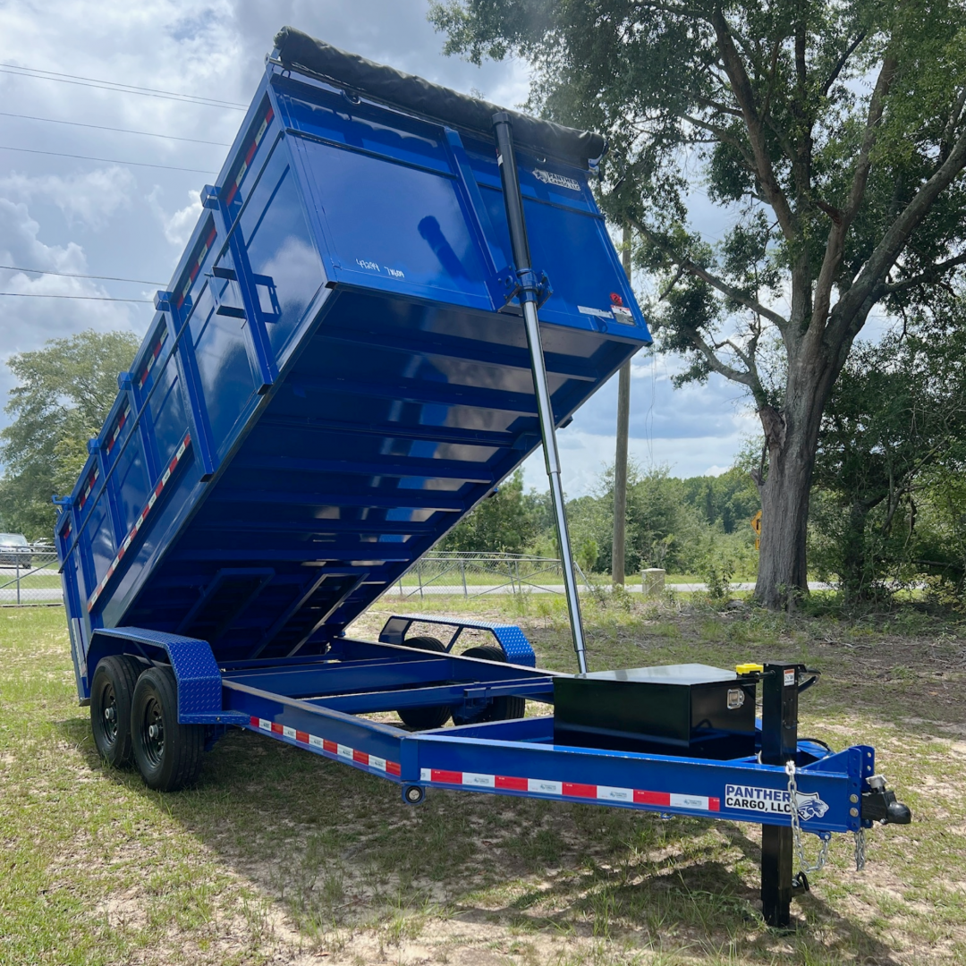 New 7X16TA Bright Blue Dump Trailer