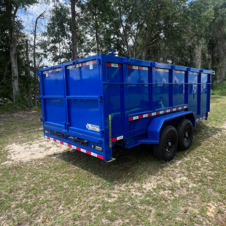 New 7X16TA Bright Blue Dump Trailer