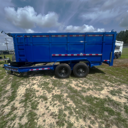 New 7X16TA Bright Blue Dump Trailer