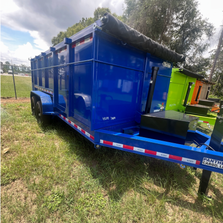 New 7X16TA Bright Blue Dump Trailer