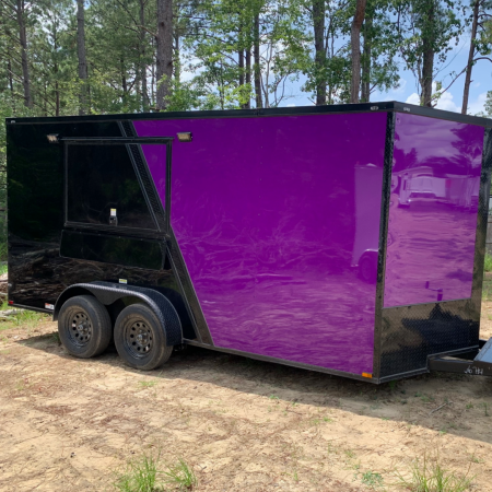 New 7X16TA Purple & Black Concession Trailer
