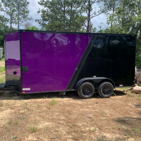 New 7X16TA Purple & Black Concession Trailer