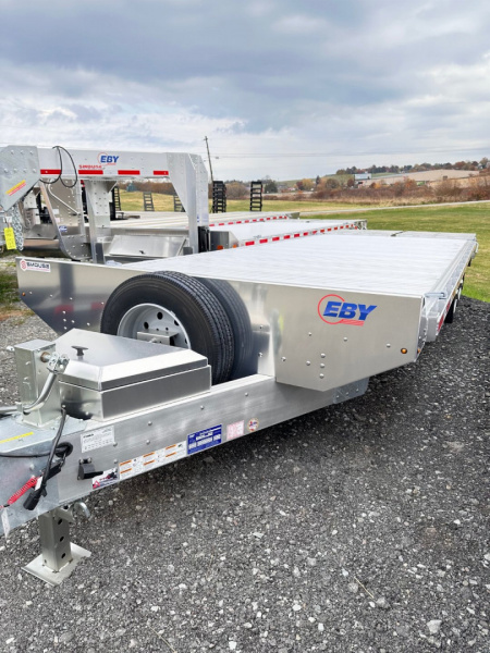 New 2025 EBY 24'6  TRADESMAN Aluminum HD DECKOVER Trailer w/ 50/50 Fold Flat Ramps