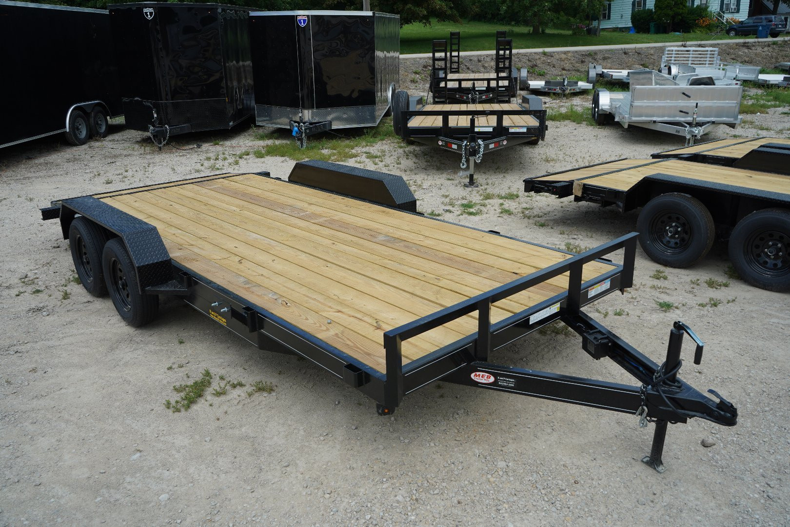 New 2026 MEB 7x18 Open Wood Deck Auto Hauler Car / Racing Trailer