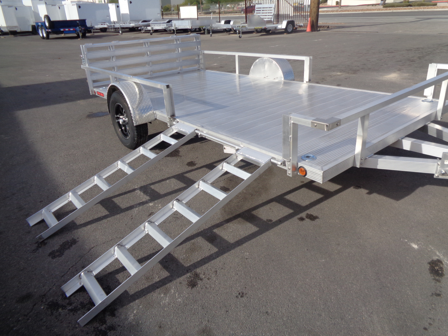 New 2023 Primo * ATV82X14 * 14ft Aluminum ATV Trailer w/ Side Ramps & Bi-Fold Tailgate