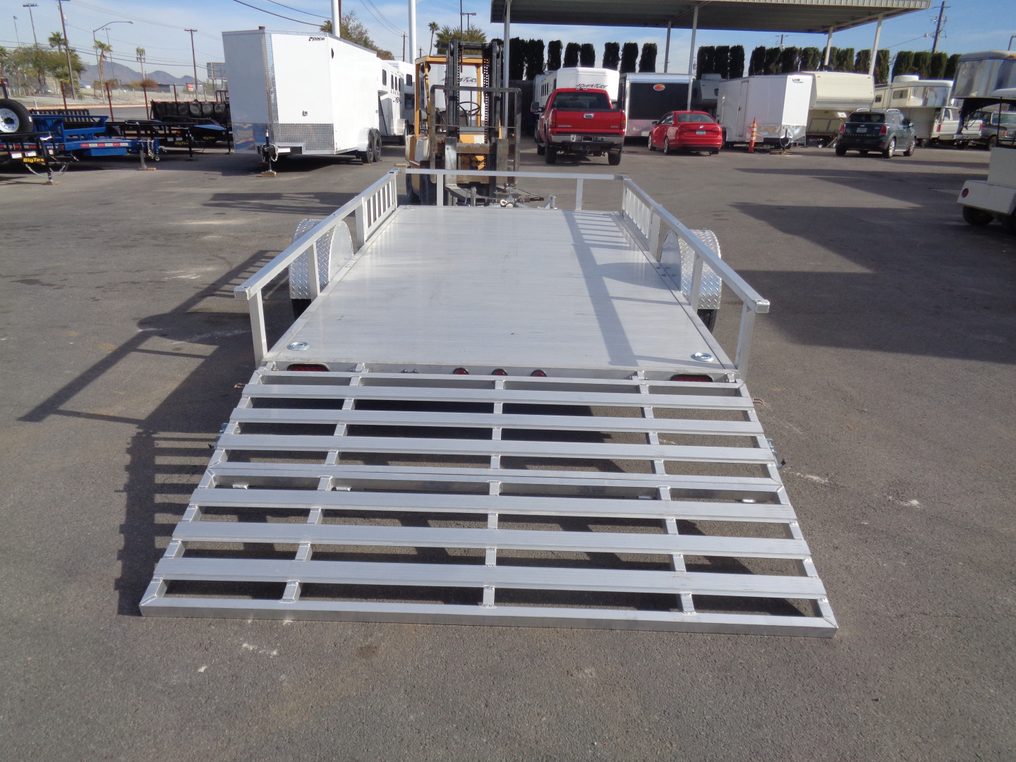 New 2023 Primo * ATV82X14 * 14ft Aluminum ATV Trailer w/ Side Ramps & Bi-Fold Tailgate