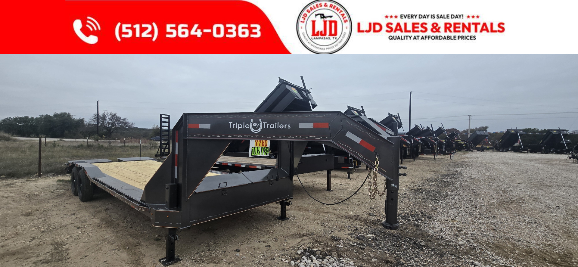 New 2026 Triple R - Drive Over Fender - 102" x 24' - Equipment Trailer