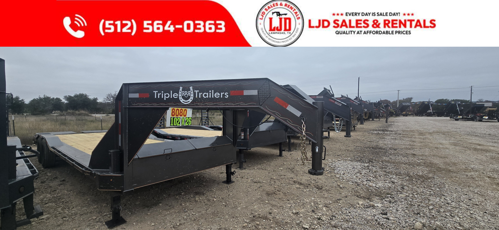 New 2026 Triple R - Drive Over Fender - 102" x 26' Equipment Trailer