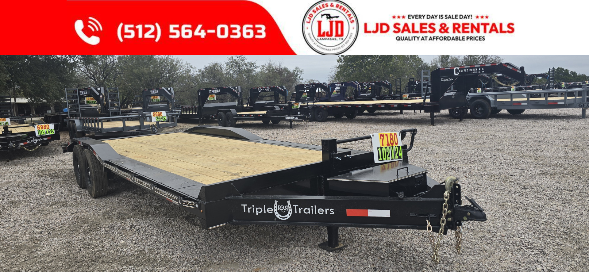 New 2026 Triple R - Drive Over Fender - 102" x 24' - Equipment Trailer