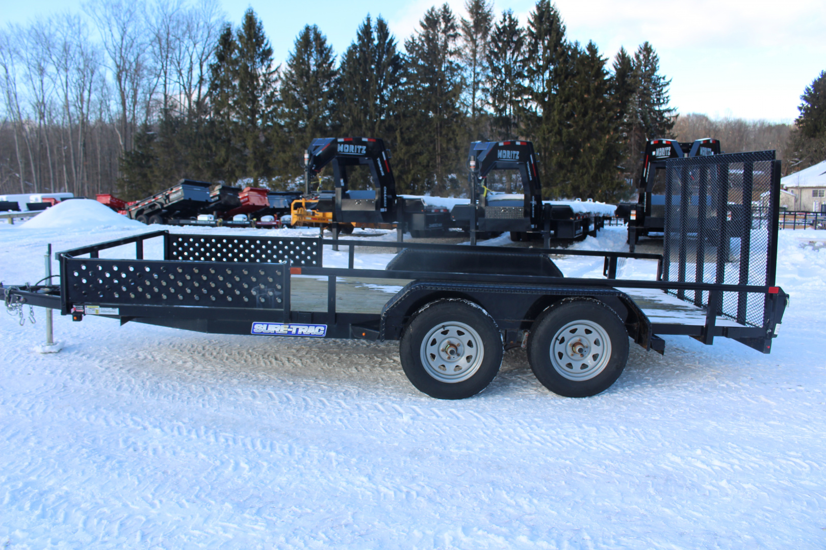 New 2022 Sure-Trac 7' x 16' Tandem Axle Tube Top ATV Trailer - 7000# GVW