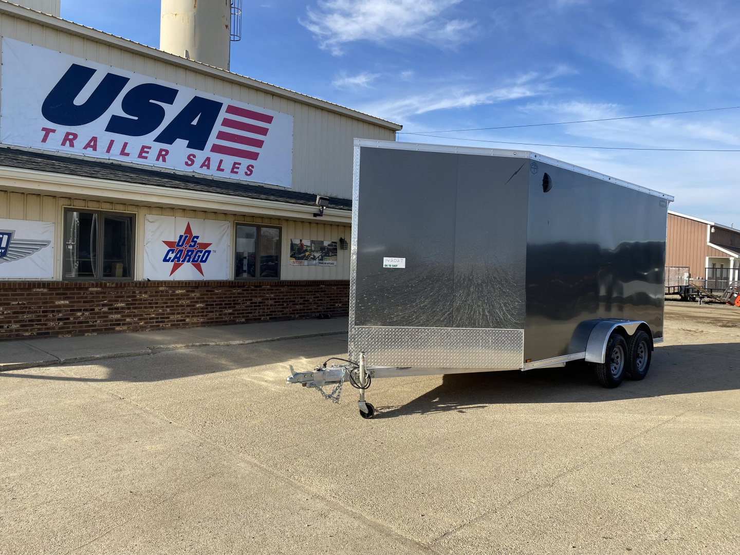 New 2026 Lightning Trailers 7x19 Aluminum 2-Place w/7ft Height & Rear Spoiler Snowmobile Trailer