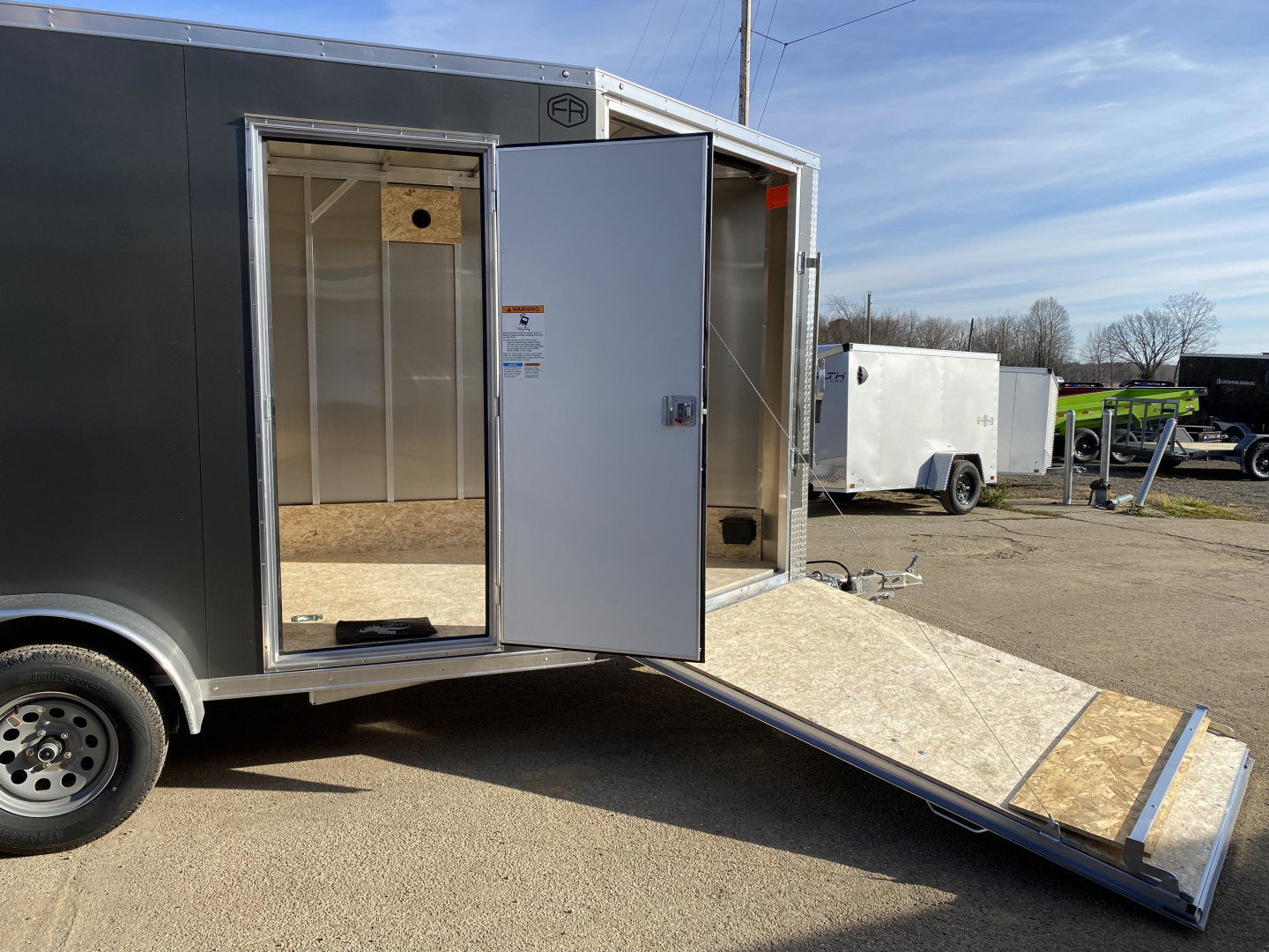 New 2026 Lightning Trailers 7x19 Aluminum 2-Place w/7ft Height & Rear Spoiler Snowmobile Trailer