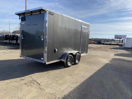 New 2026 Lightning Trailers 7x19 Aluminum 2-Place w/7ft Height & Rear Spoiler Snowmobile Trailer