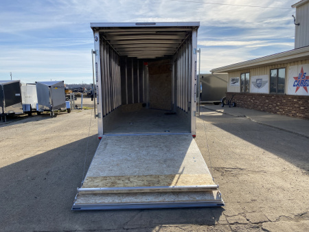 New 2026 Lightning Trailers 7x19 Aluminum 2-Place w/7ft Height & Rear Spoiler Snowmobile Trailer