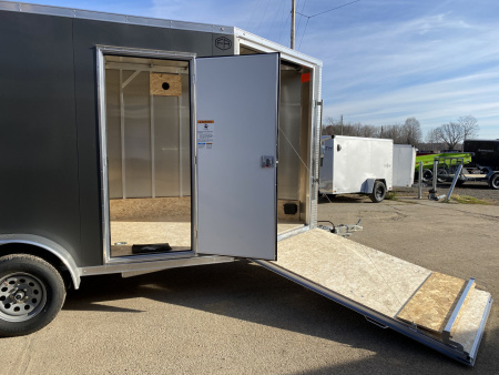 New 2026 Lightning Trailers 7x19 Aluminum 2-Place w/7ft Height & Rear Spoiler Snowmobile Trailer