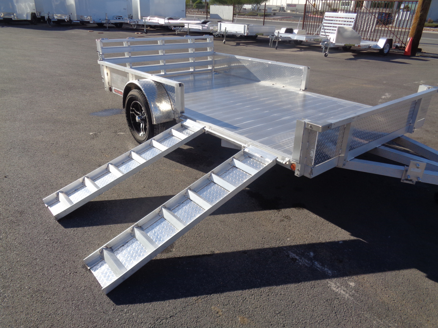 New 2023 Primo * ATV82X12-ATP* 12ft Aluminum ATV Trailer w/ Side Ramps & Bi-Fold Tailgate