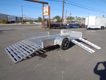 New 2023 Primo * ATV82X12-ATP* 12ft Aluminum ATV Trailer w/ Side Ramps & Bi-Fold Tailgate