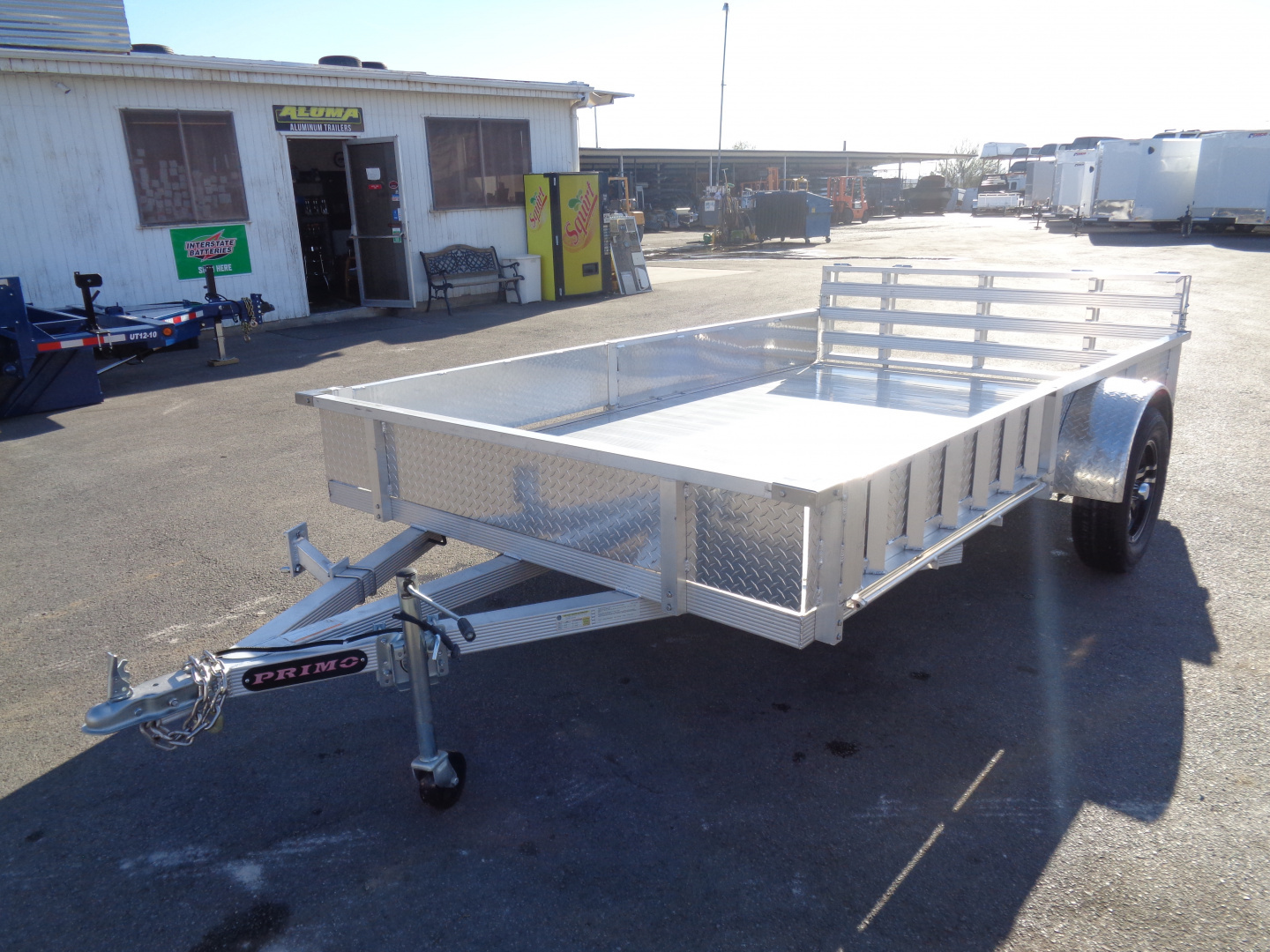 New 2023 Primo * ATV82X12-ATP* 12ft Aluminum ATV Trailer w/ Side Ramps & Bi-Fold Tailgate