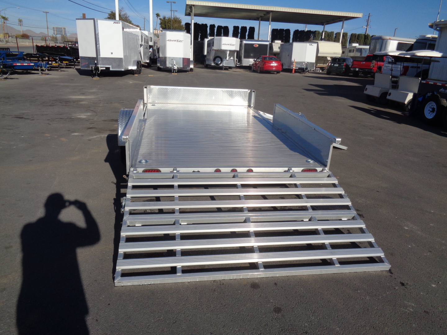 New 2023 Primo * ATV82X12-ATP* 12ft Aluminum ATV Trailer w/ Side Ramps & Bi-Fold Tailgate