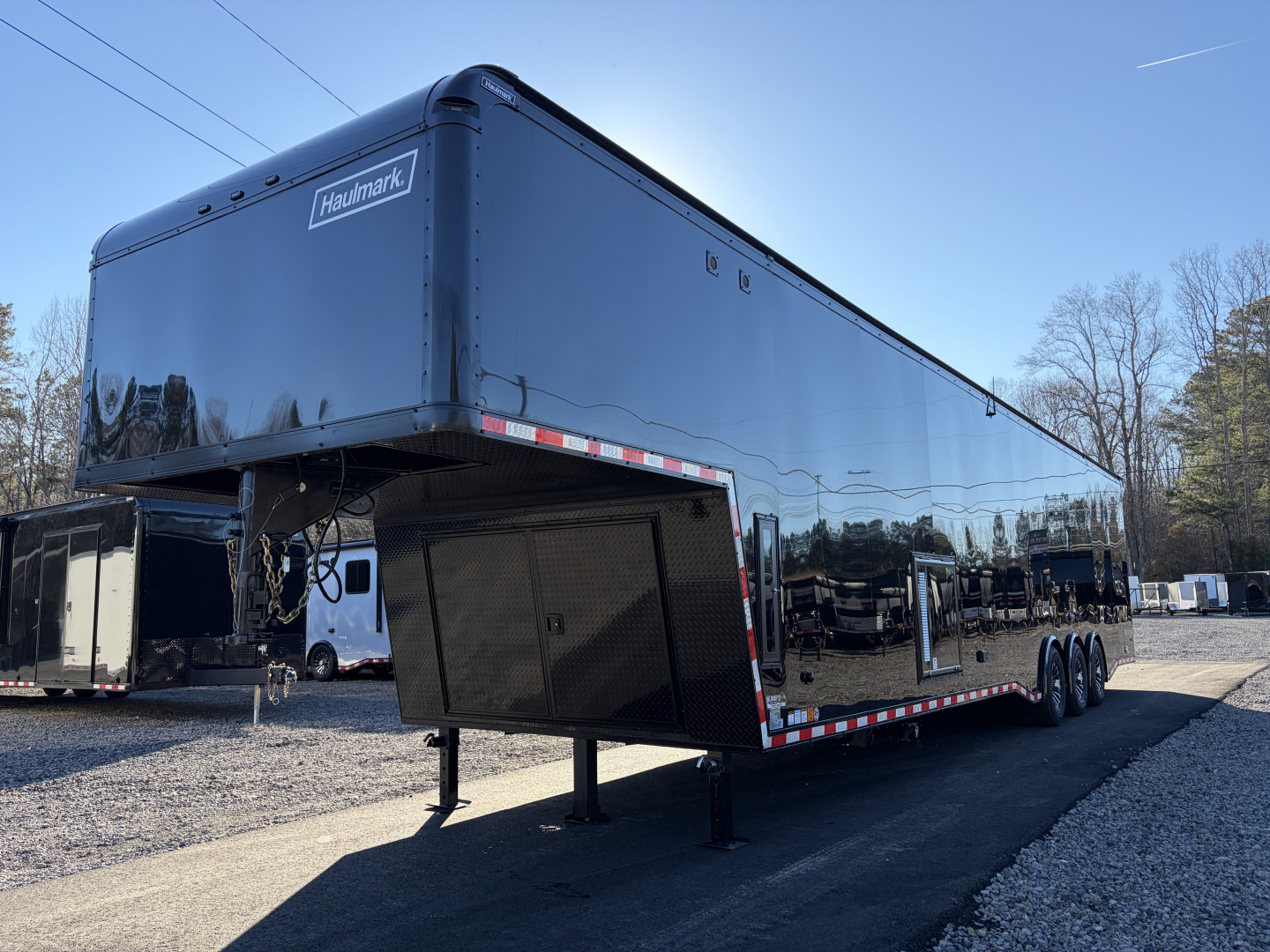 New 2026 Haulmark 44 Gooseneck Bathroom Race Trailer, Polycor, Insulated, Air Prep, A/C, Awnings, Race Ready