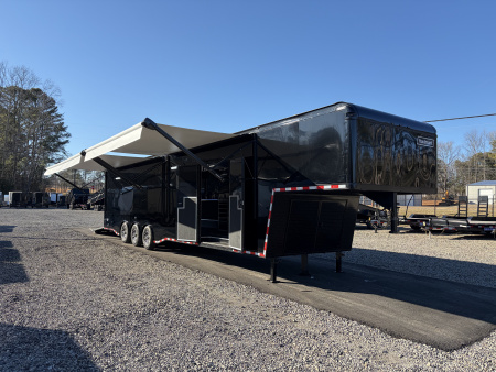 New 2026 Haulmark 44 Gooseneck Bathroom Race Trailer, Polycor, Insulated, Air Prep, A/C, Awnings, Race Ready