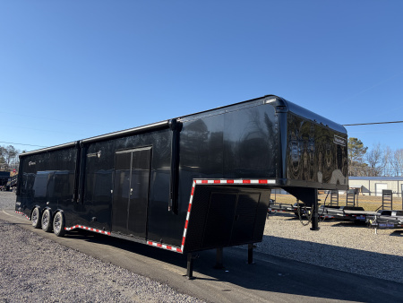 New 2026 Haulmark 44 Gooseneck Bathroom Race Trailer, Polycor, Insulated, Air Prep, A/C, Awnings, Race Ready