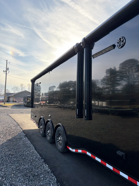 New 2026 Haulmark 44 Gooseneck Bathroom Race Trailer, Polycor, Insulated, Air Prep, A/C, Awnings, Race Ready