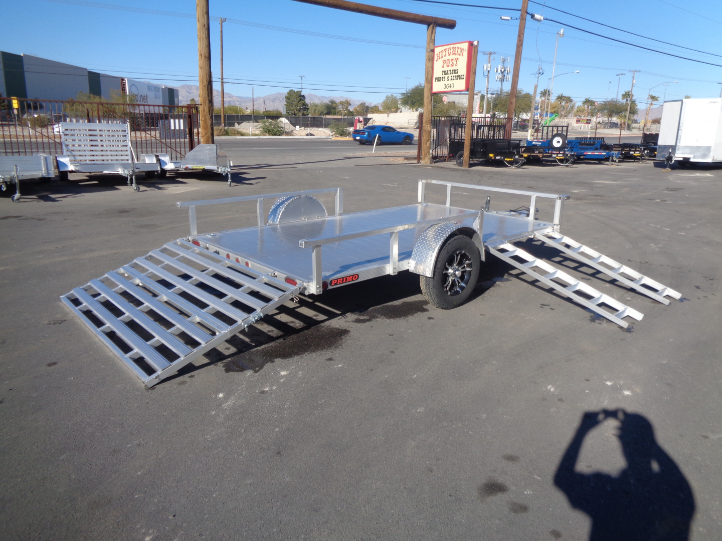 New 2023 Primo * ATV82X12 * 12ft Aluminum ATV Trailer w/ Side Ramps & Bi-Fold Tailgate
