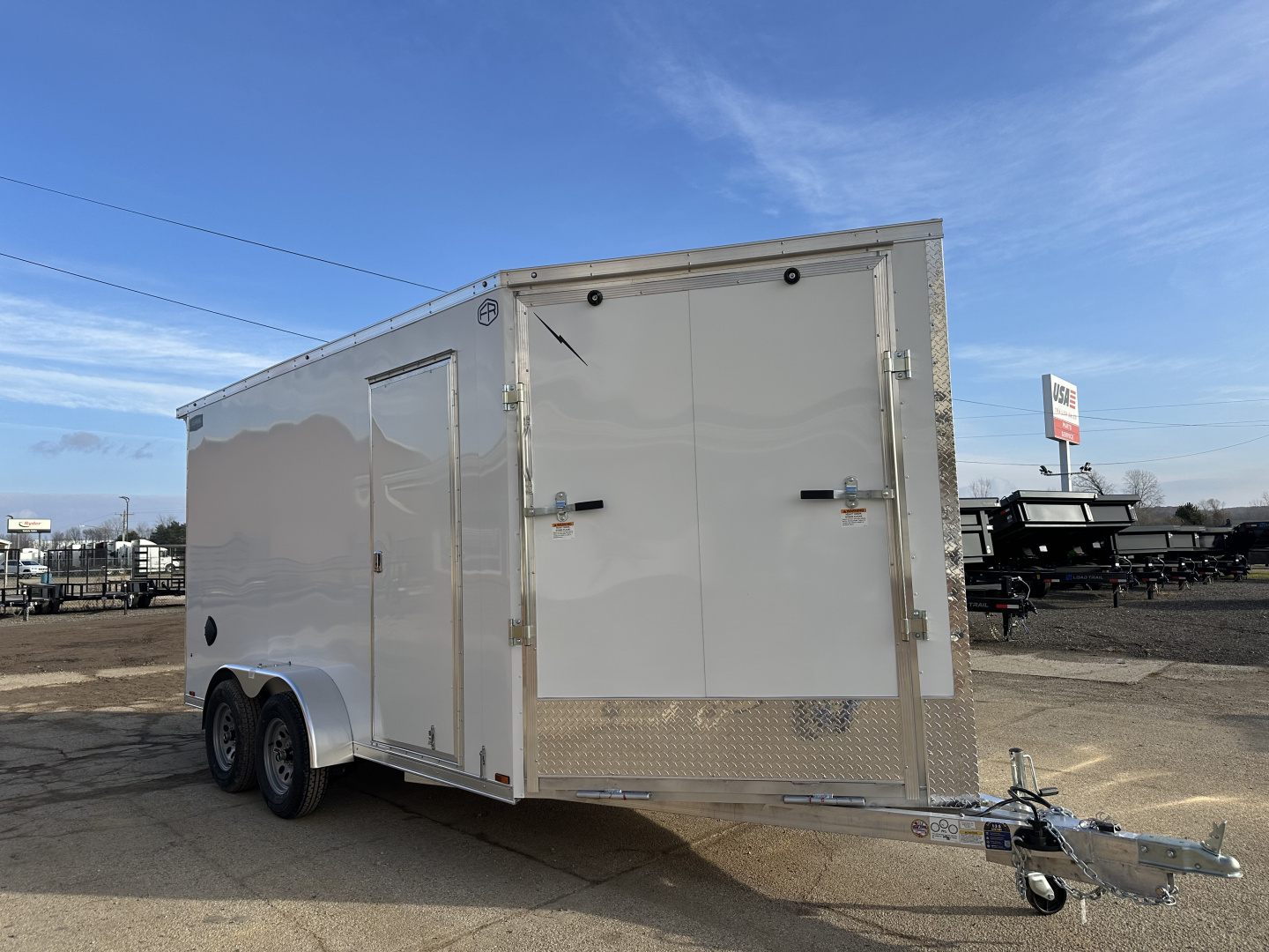 New 2026 Lightning Trailers 7x19 Aluminum 2-Place W/7ft Height & Rear Spoiler Snowmobile Trailer